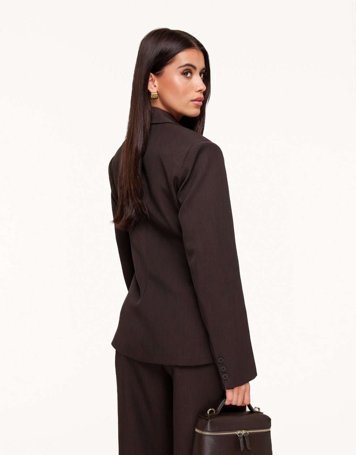 Dark Brown Luxury Fitted - Blazer - Olivia & Kate