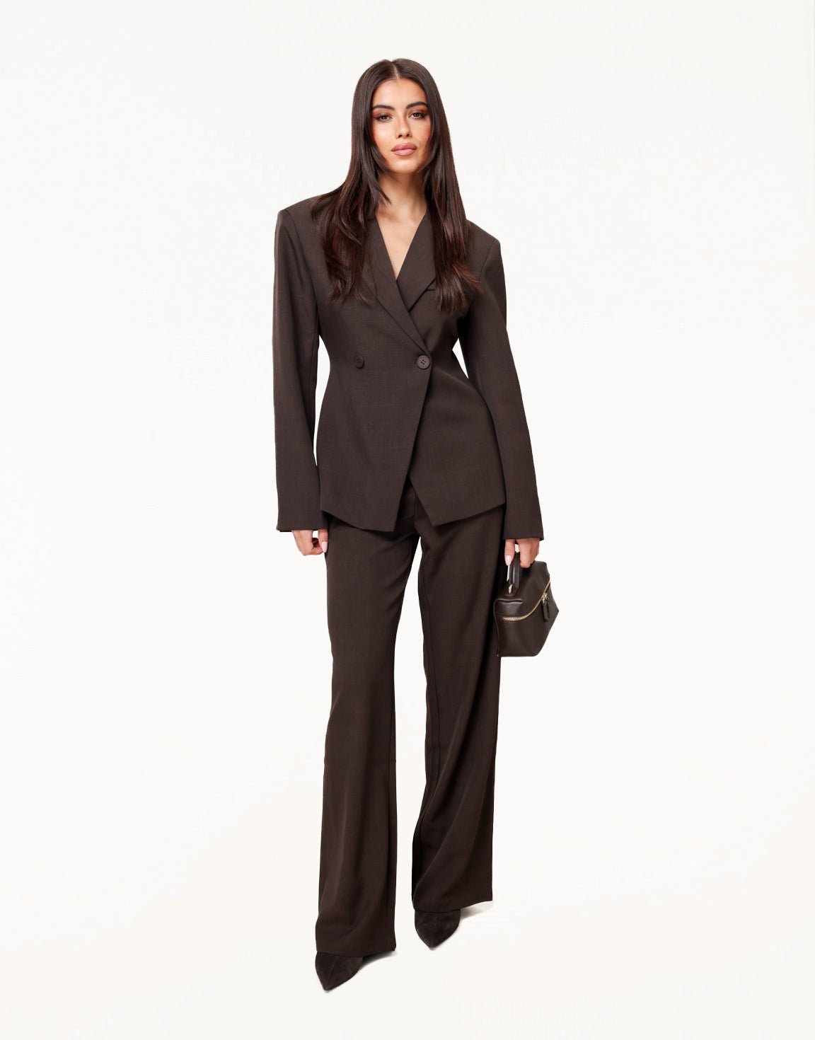 Dark Brown Luxury Fitted - Blazer - Olivia & Kate