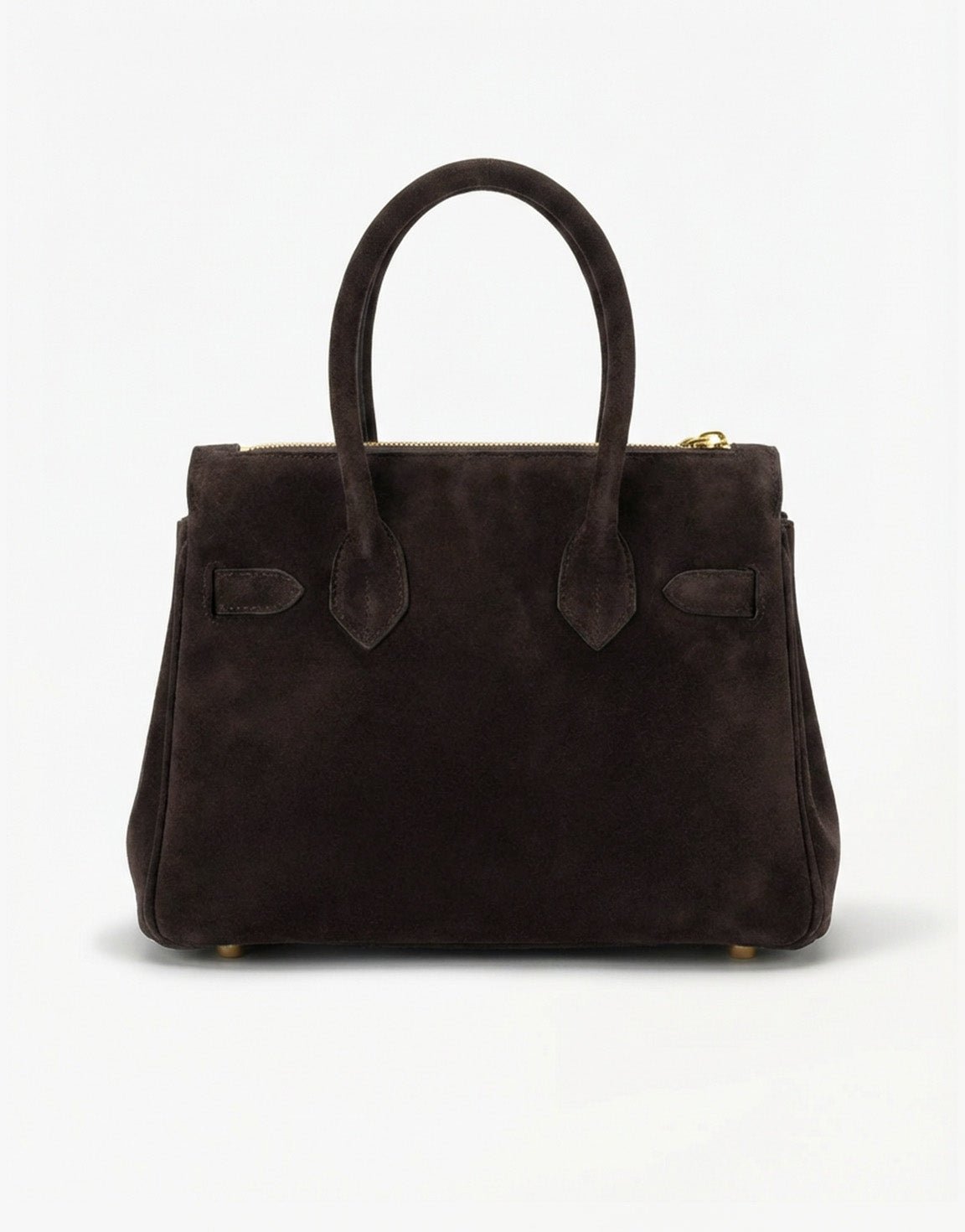 Donkerbruine Middel Suede Gouden Detail - Tas - Olivia & Kate