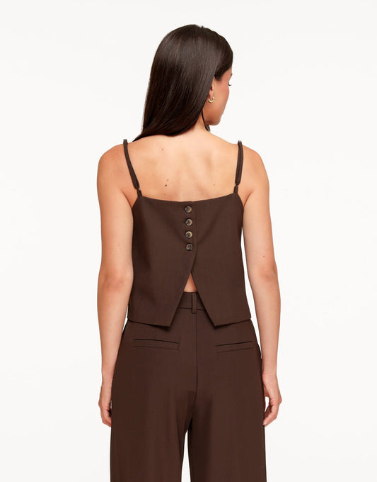 Donkerbruine Mouwloze Cropped Knoopjes - Top - Olivia & Kate