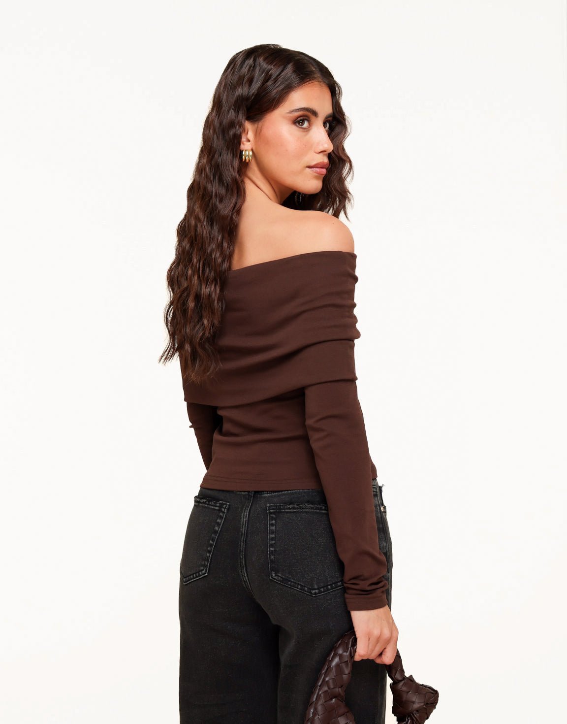 Donkerbruine Off Shoulder - Top - Olivia & Kate