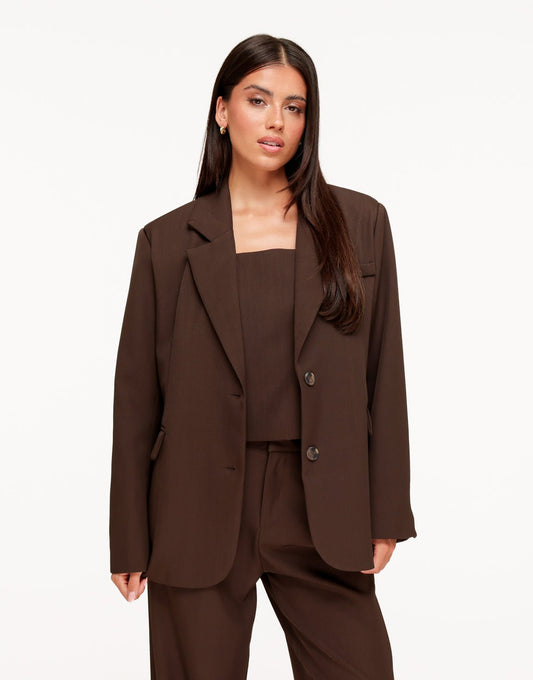 Donkerbruine Oversized Pasvorm - Blazer - Olivia & Kate