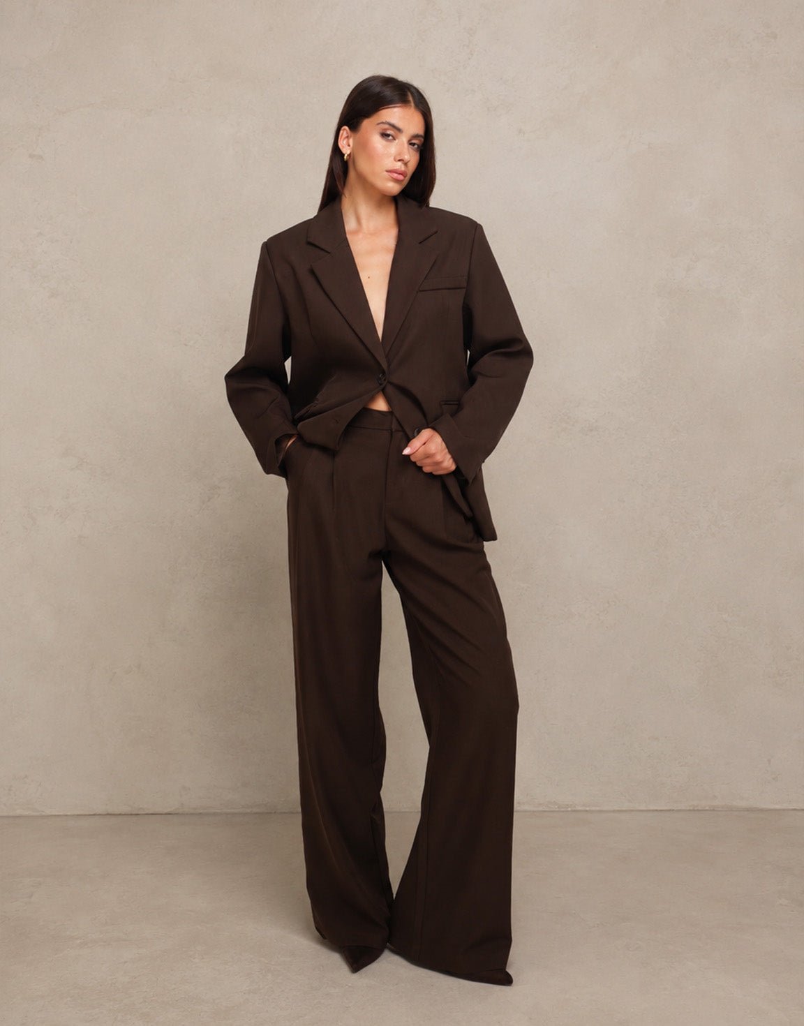 Donkerbruine Oversized Pasvorm - Blazer - Olivia & Kate