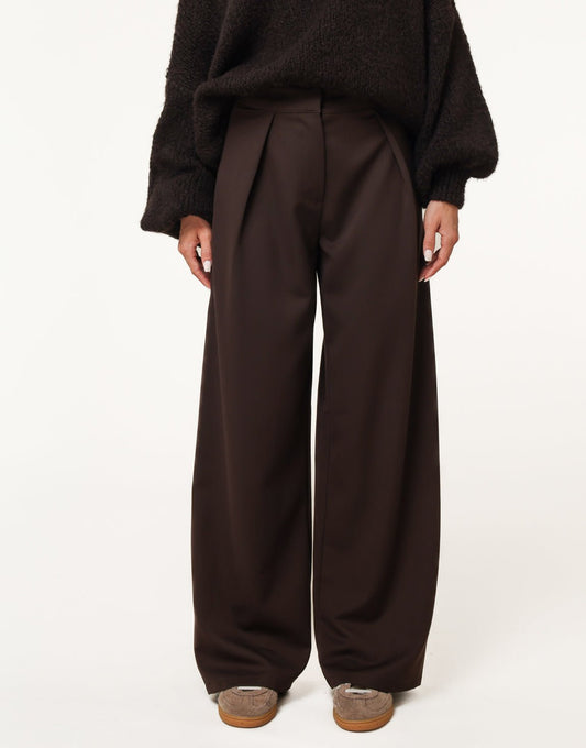 Donkerbruine Plooien - Pantalon - Olivia & Kate