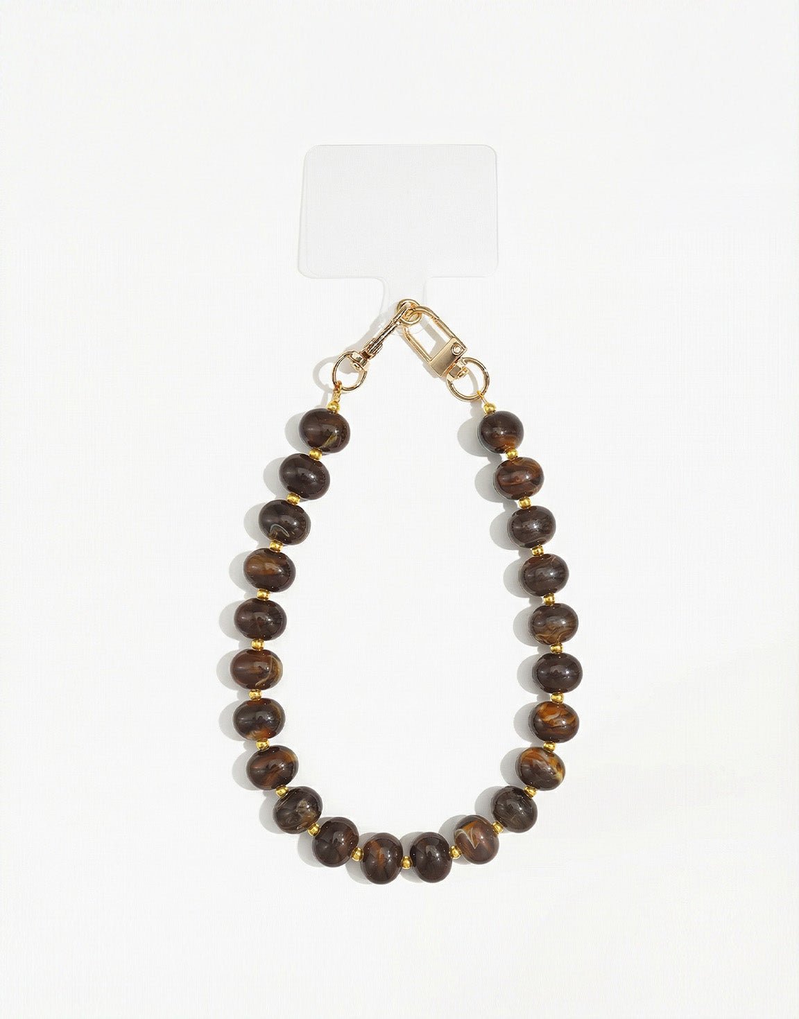 Donkerbruine Ronde Kristallen - Telefoonkoord - Olivia & Kate