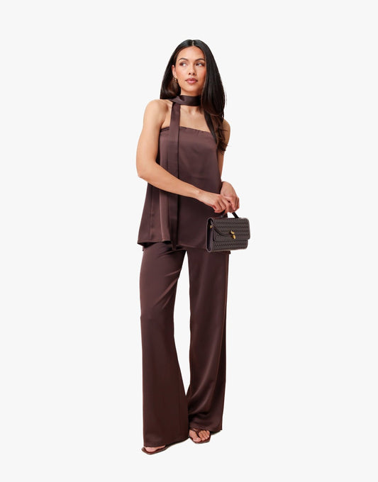 Donkerbruine Satijnen - Broek - Olivia & Kate