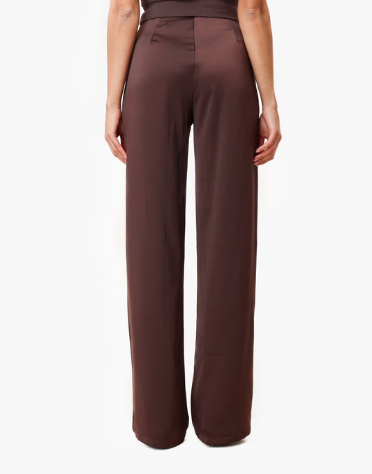 Donkerbruine Satijnen - Broek - Olivia & Kate
