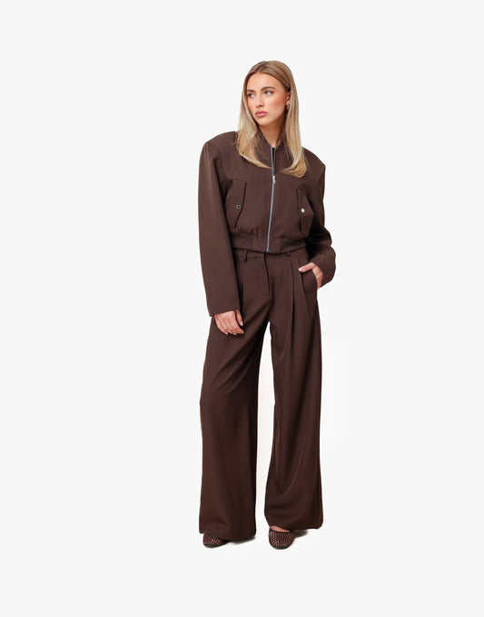 Donkerbruine Schouderpads Cropped Mid Waisted - Set - Olivia & Kate