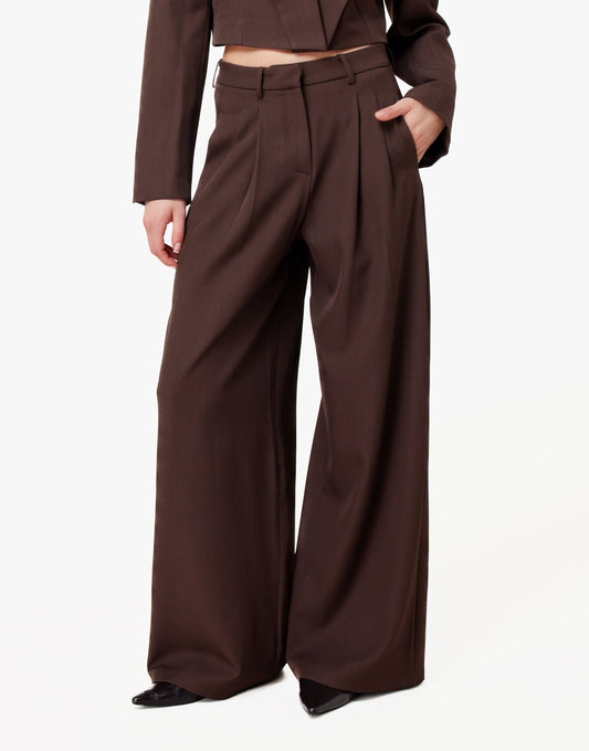 Donkerbruine Schouderpads Cropped Mid Waisted - Set - Olivia & Kate