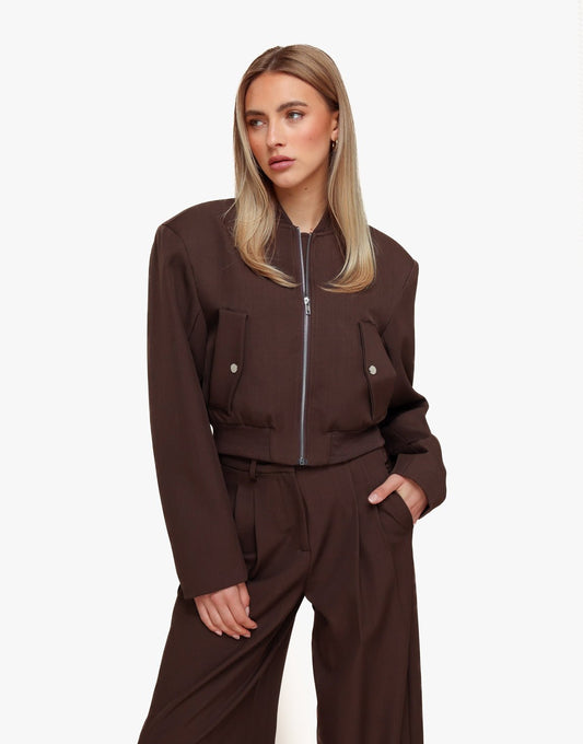 Donkerbruine Schouderpads Cropped Mid Waisted - Set - Olivia & Kate