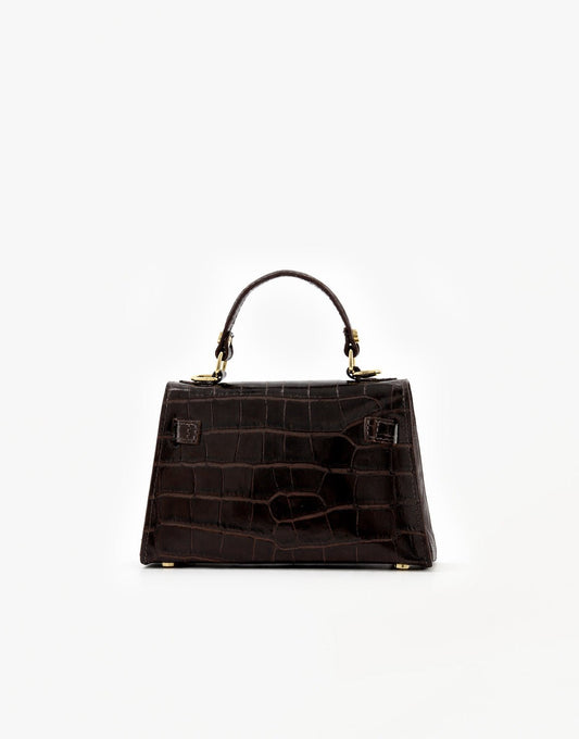 Donkerbruine Slangen Leren Gouden Detail - Tas - Olivia & Kate