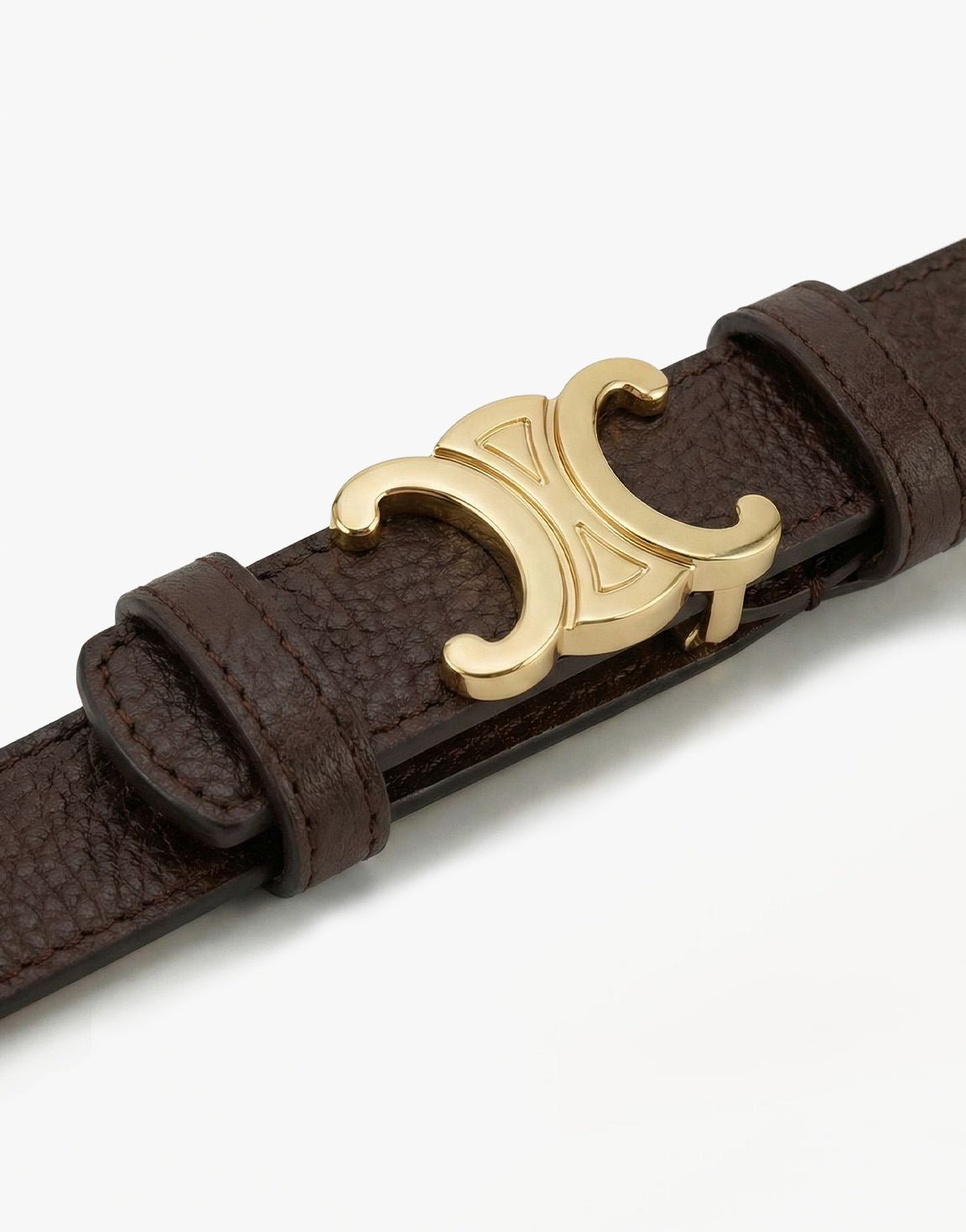 Donkerbruine Smalle Gedetailleerde Gouden Gesp - Riem - Olivia & Kate