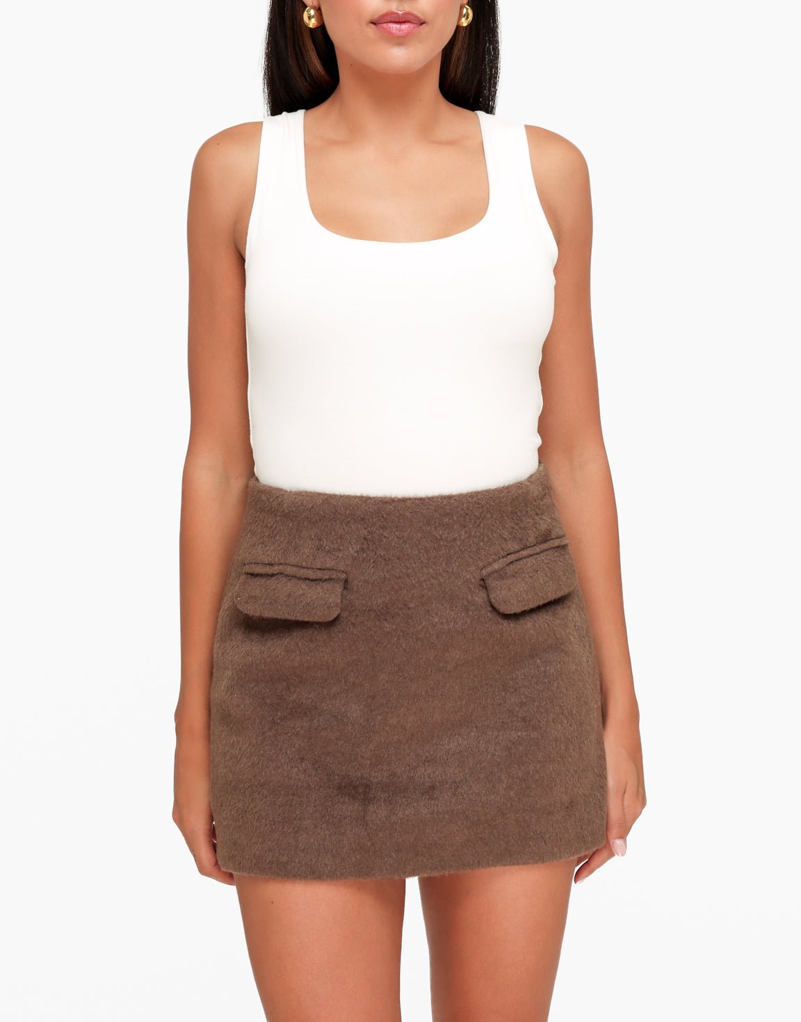 Donkerbruine Soft Look Detail - Skort - Olivia & Kate