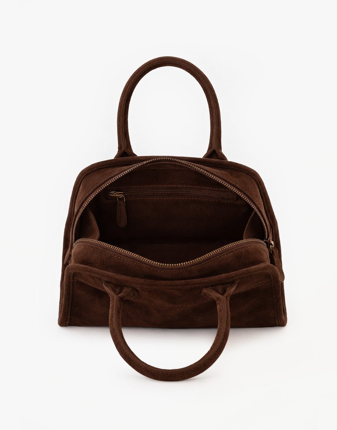 Donkerbruine Suede - Handtas - Olivia & Kate