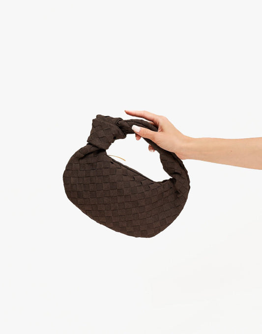 Donkerbruine Suede Middel Gevlochten - Tas - Olivia & Kate