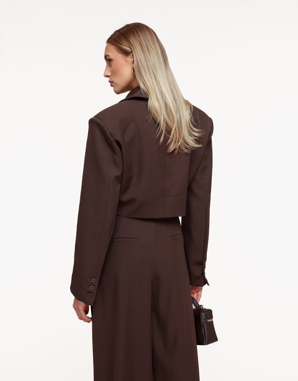 Donkerbruine V - hals Cropped Mid Waisted - Set - Olivia & Kate