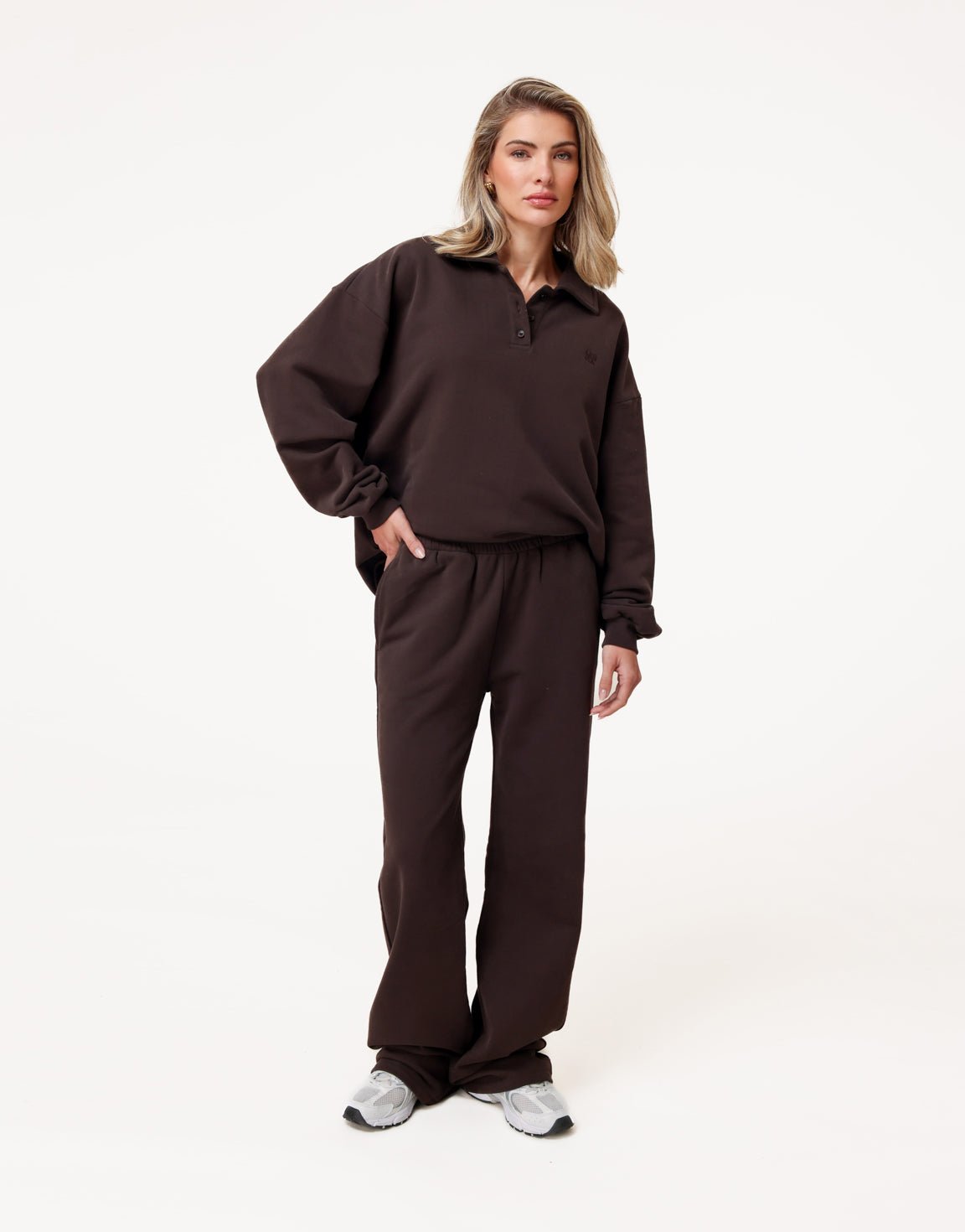 Donkerbruine Wijde Jogging - Broek - Olivia & Kate