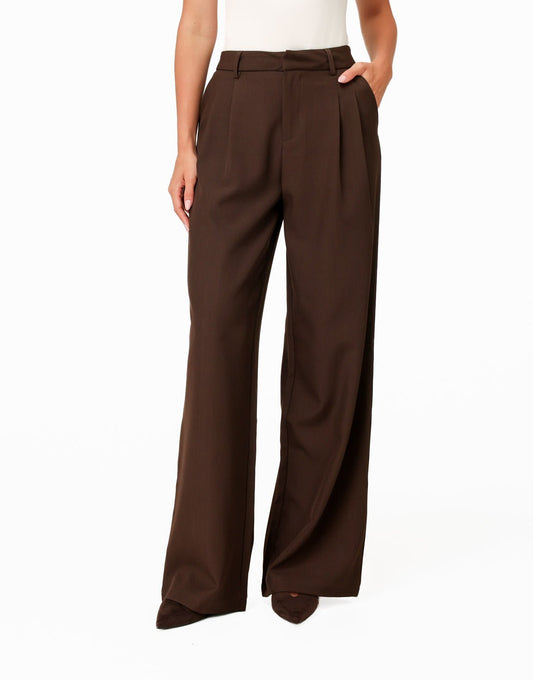 Donkerbruine Wijde Pasvorm - Pantalon - Olivia & Kate