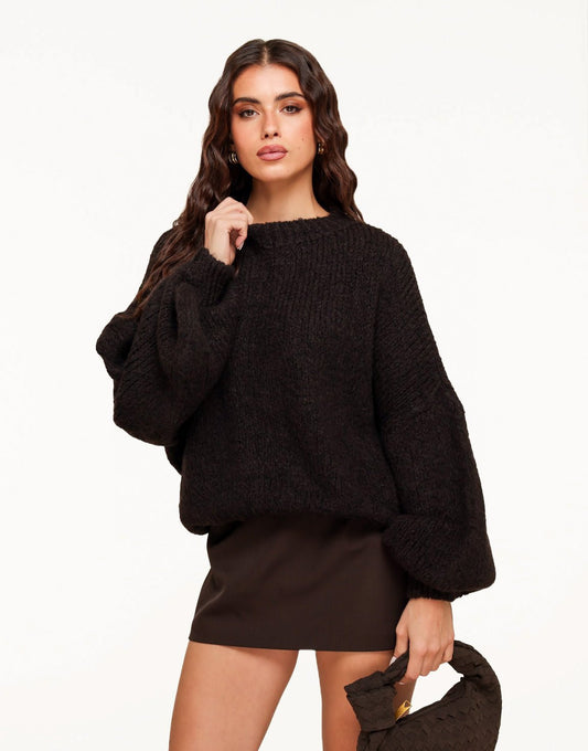 Dark Brown Woolen Knitted - Sweater - Olivia & Kate