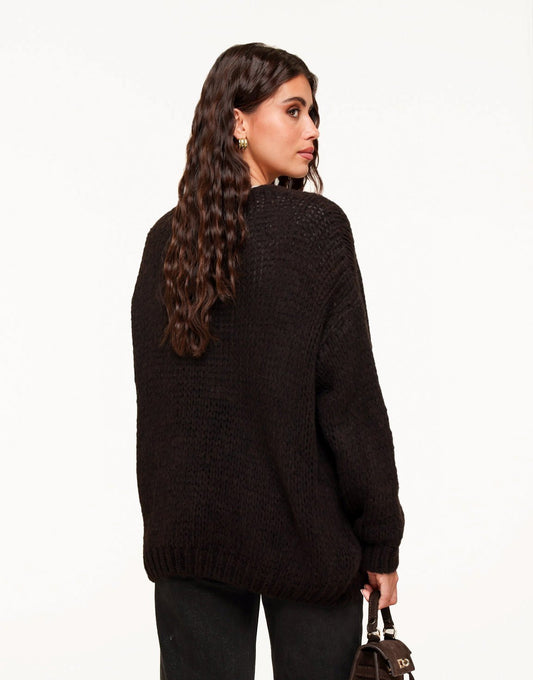 Dark Brown Wool - Cardigan - Olivia & Kate
