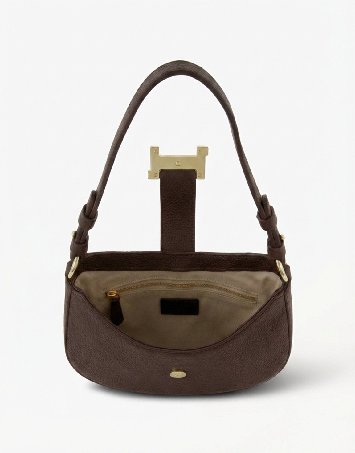 Dark Brown Oval Gold Detail - Handbag - Olivia & Kate