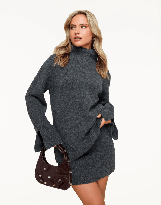 Donkergrijze Gebreide LS - Set - Olivia & Kate