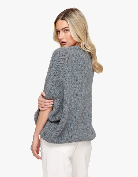 Dark Gray Knitted Woolen 3/4 Sleeve - Sweater - Olivia & Kate