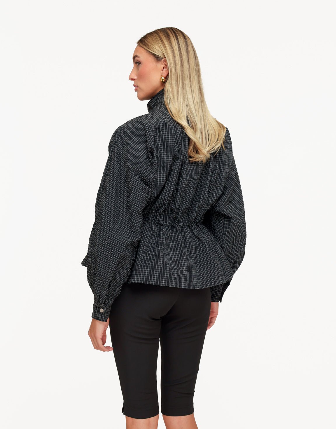 Donkergrijze Geruiten Peplum - Jas - Olivia & Kate
