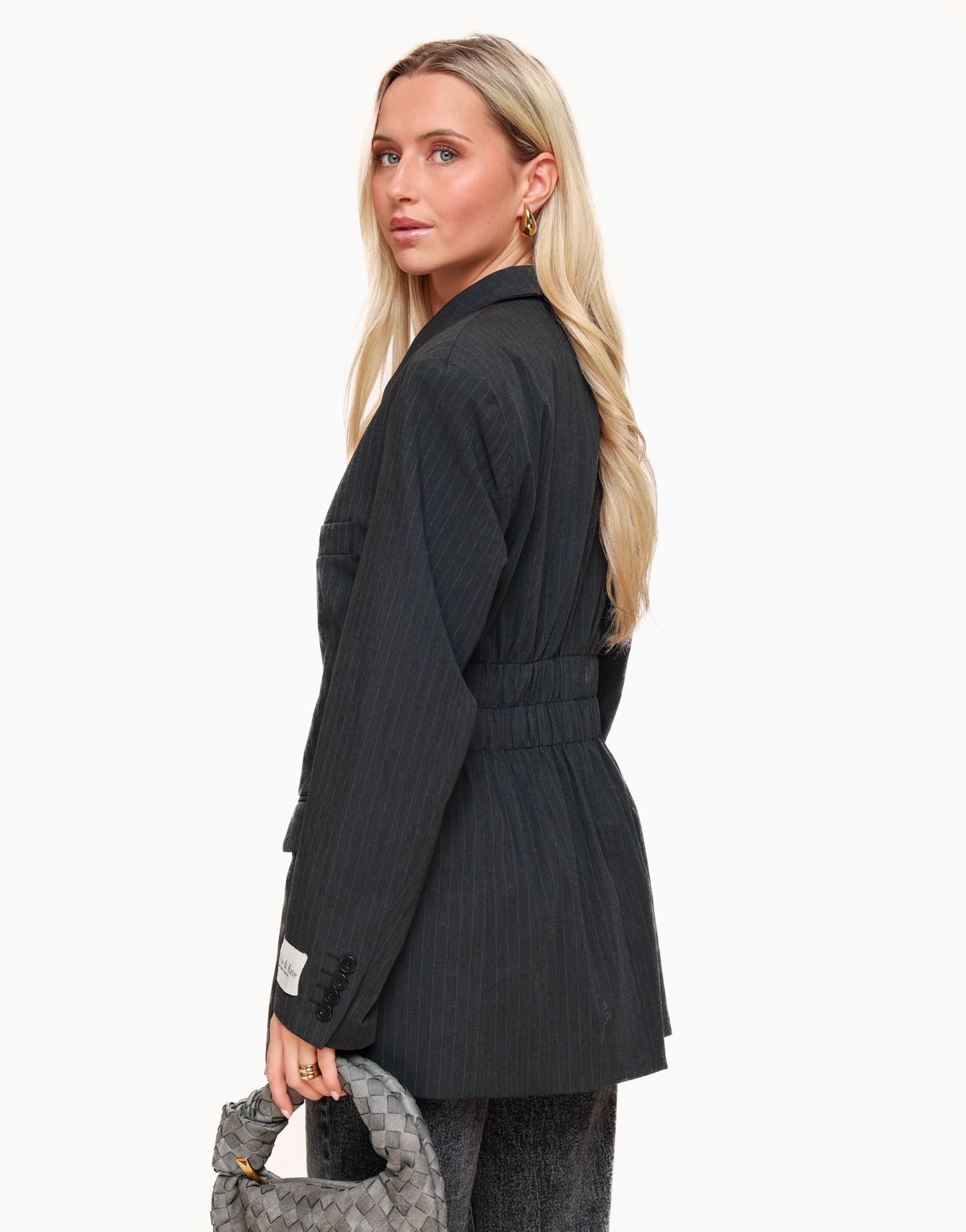 Donkergrijze Getailleerde Gestreepte - Blazer - Olivia & Kate