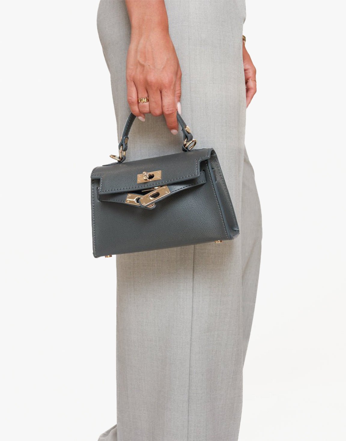 Donkergrijze Gouden Details - Tas - Olivia & Kate