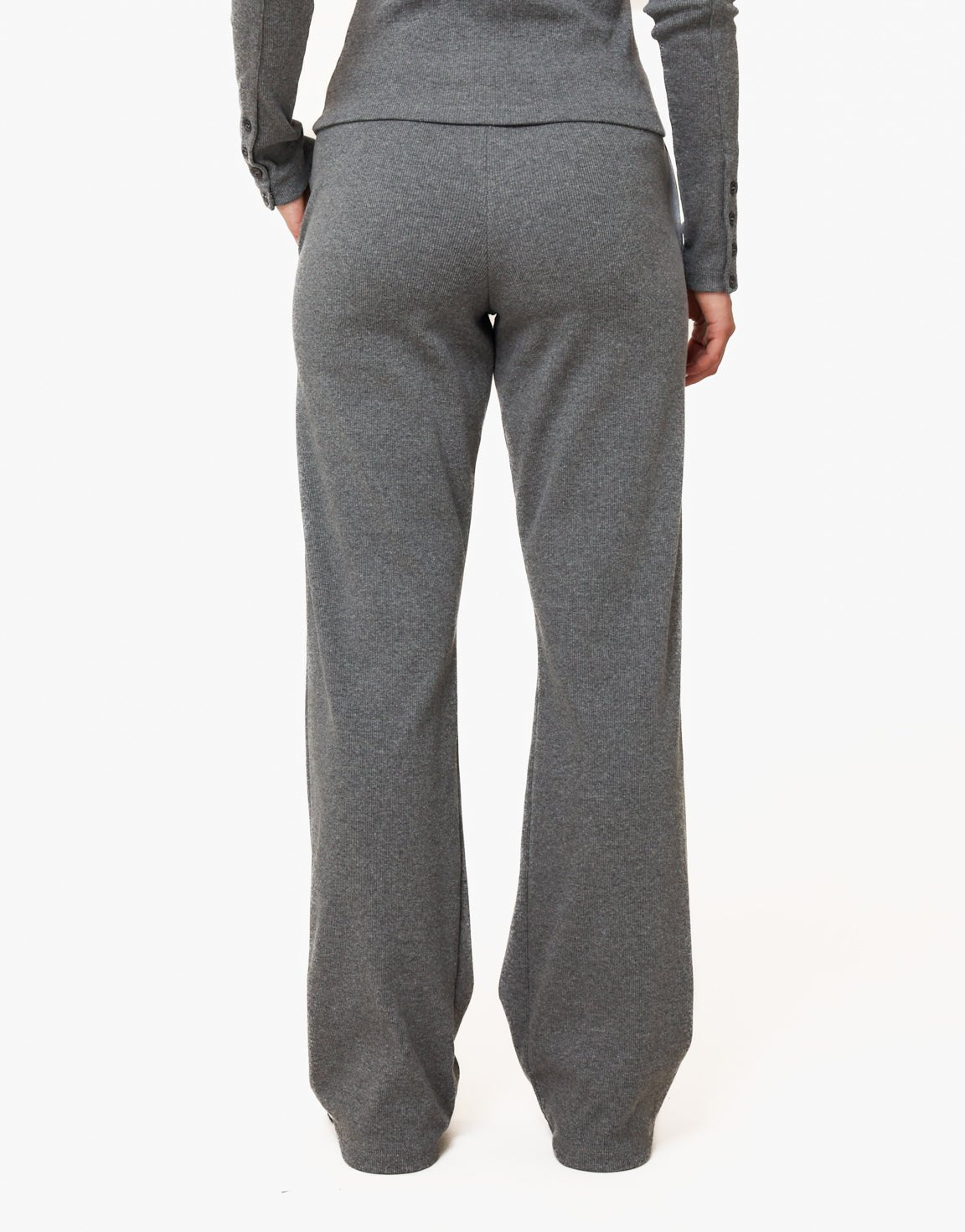 Donkergrijze Ribbel Lange Lounge - Broek - Olivia & Kate