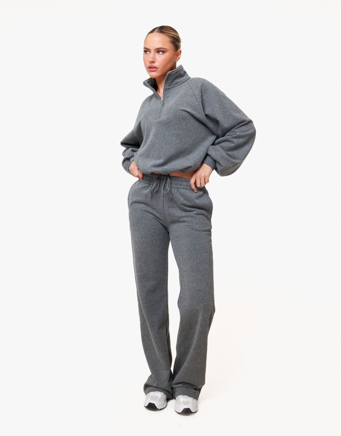 Donkergrijze Wijde Jogging - Broek - Olivia & Kate