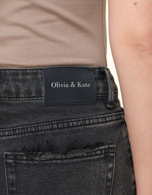 Donkergrijze Wijde Tall - Spijkerbroek - Olivia & Kate