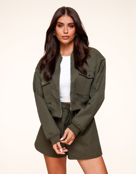 Donkergroene Bomber Cropped - Jasje - Olivia & Kate