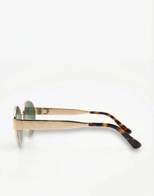 Donkergroene Ovale Gouden Montuur - Zonnebril - Olivia & Kate