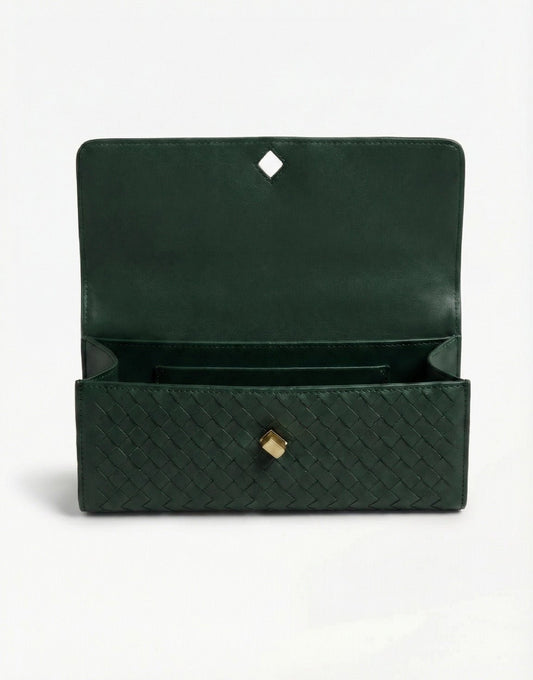 Donkergroene PU Gouden Detail Clutch - Tas - Olivia & Kate