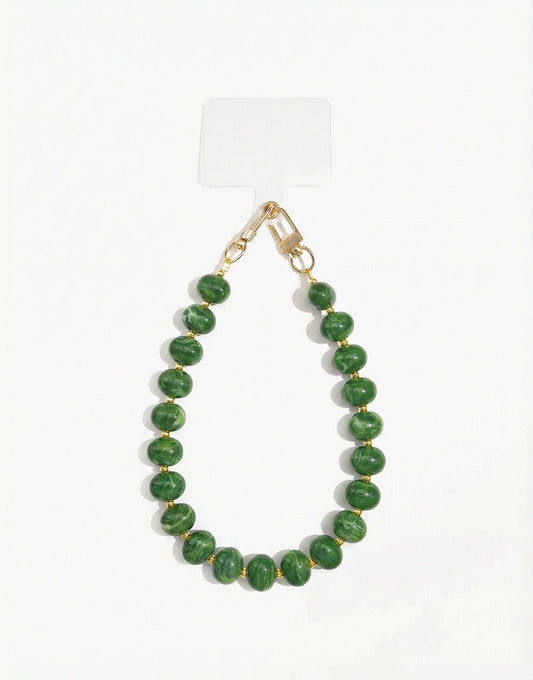 Donkergroene Ronde Kristallen - Telefoonkoord - Olivia & Kate