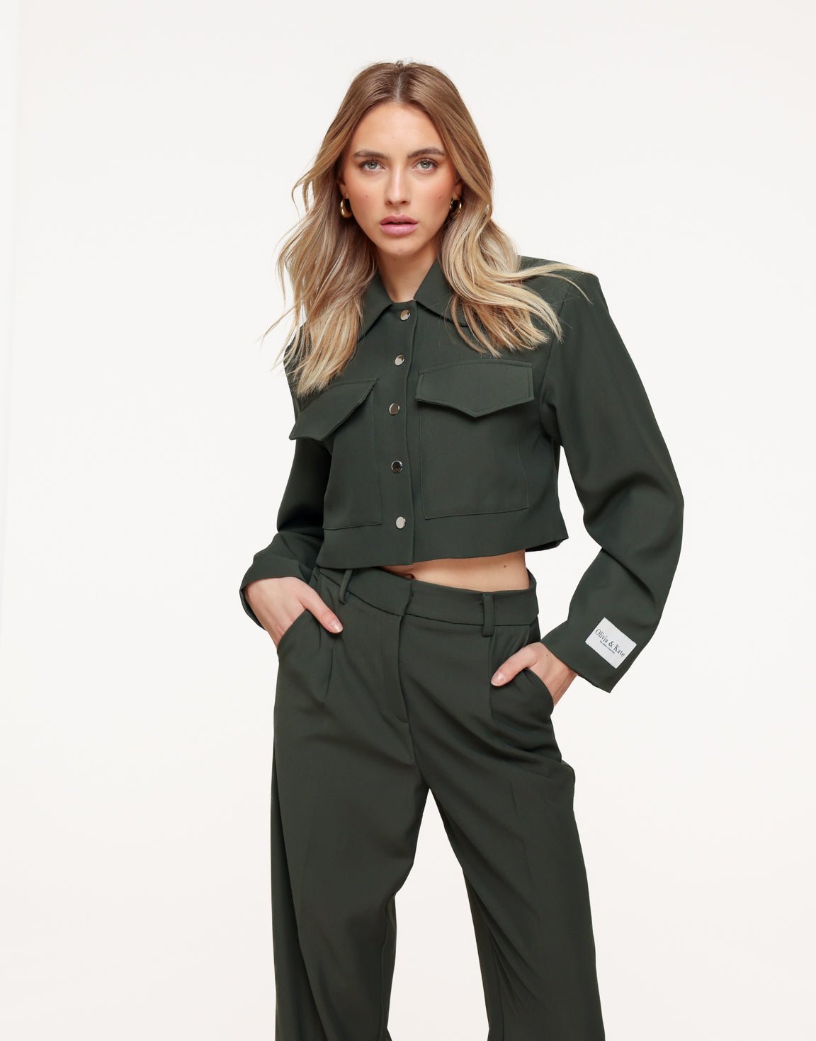 Dark green Studio Cropped - Jacket - Olivia & Kate