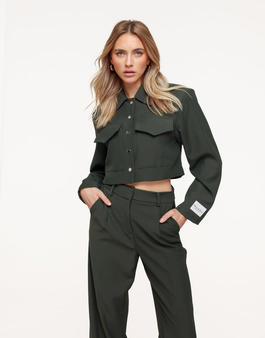 Dark green Studio Cropped - Jacket - Olivia & Kate