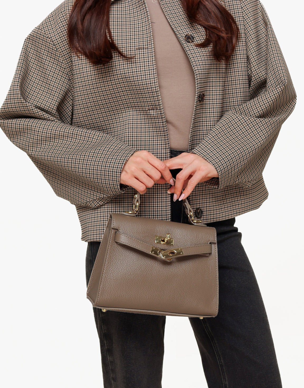 Dark Taupe Gold Midi Detail - Bag - Olivia & Kate