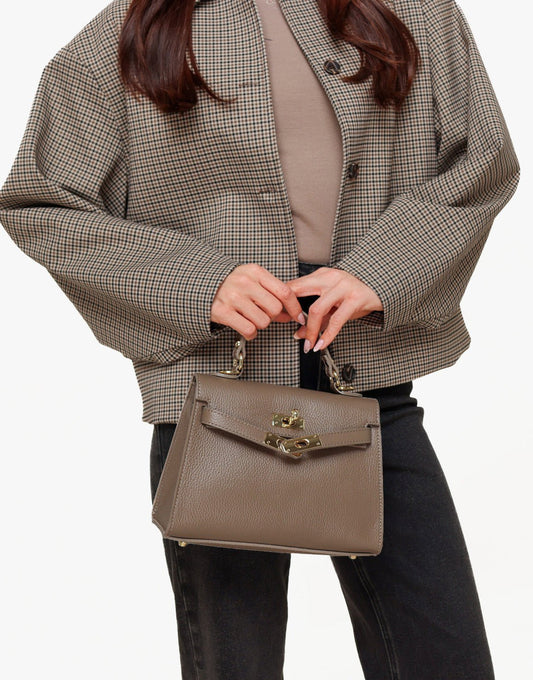 Dark Taupe Gold Midi Detail - Bag - Olivia & Kate