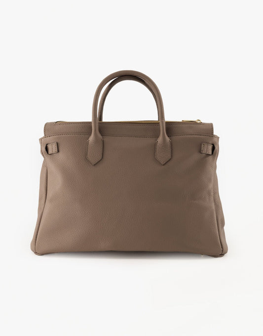 Donkertaupe Grote Gouden Details - Tas - Olivia & Kate