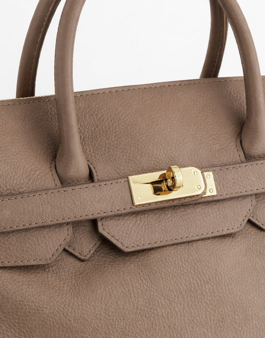 Donkertaupe Grote Gouden Details - Tas - Olivia & Kate