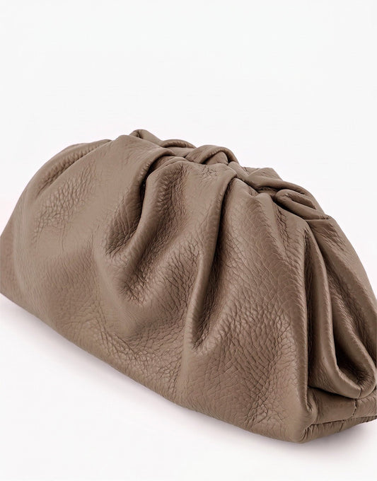 Donkertaupe Leren - Clutch - Olivia & Kate