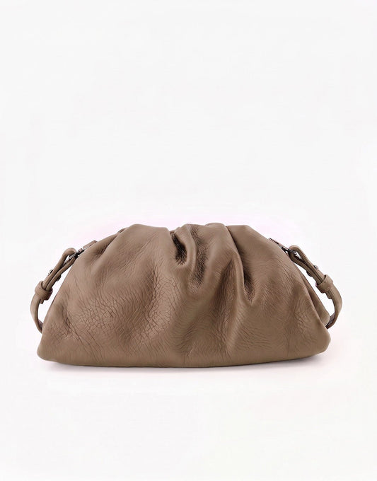 Donkertaupe Leren - Clutch - Olivia & Kate