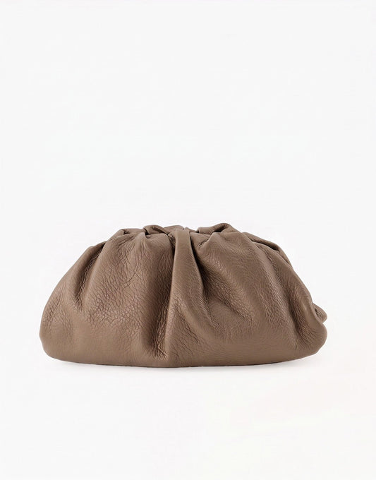 Donkertaupe Leren - Clutch - Olivia & Kate