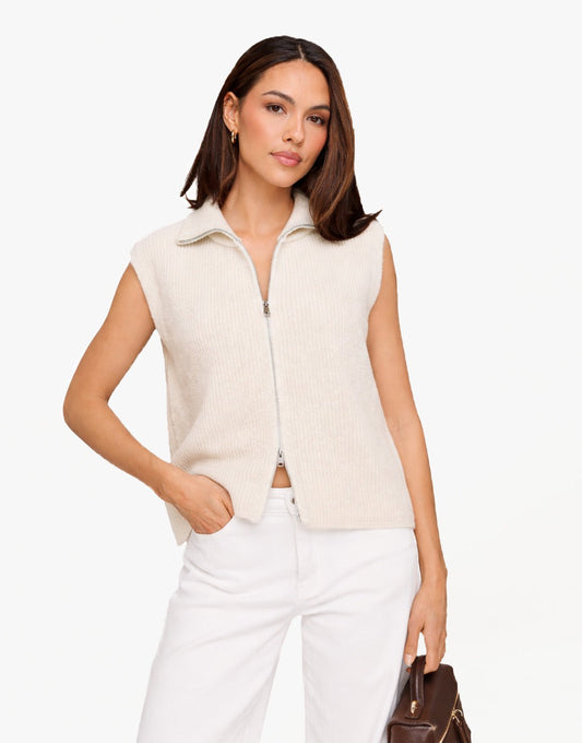Ecru Gebreide Rits - Gilet - Olivia & Kate