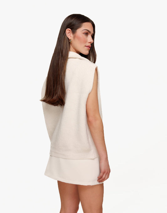Ecru Gebreide Rits - Gilet - Olivia & Kate