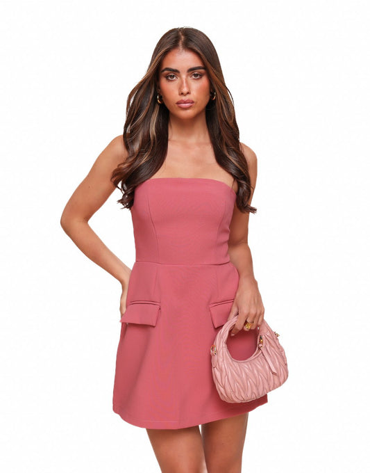Framboos Strapless Uitlopende - Jurk - Olivia & Kate