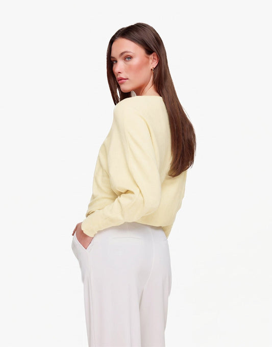 Gele Gebreide 2 Kanten 3/4 Mouwen - Top - Olivia & Kate